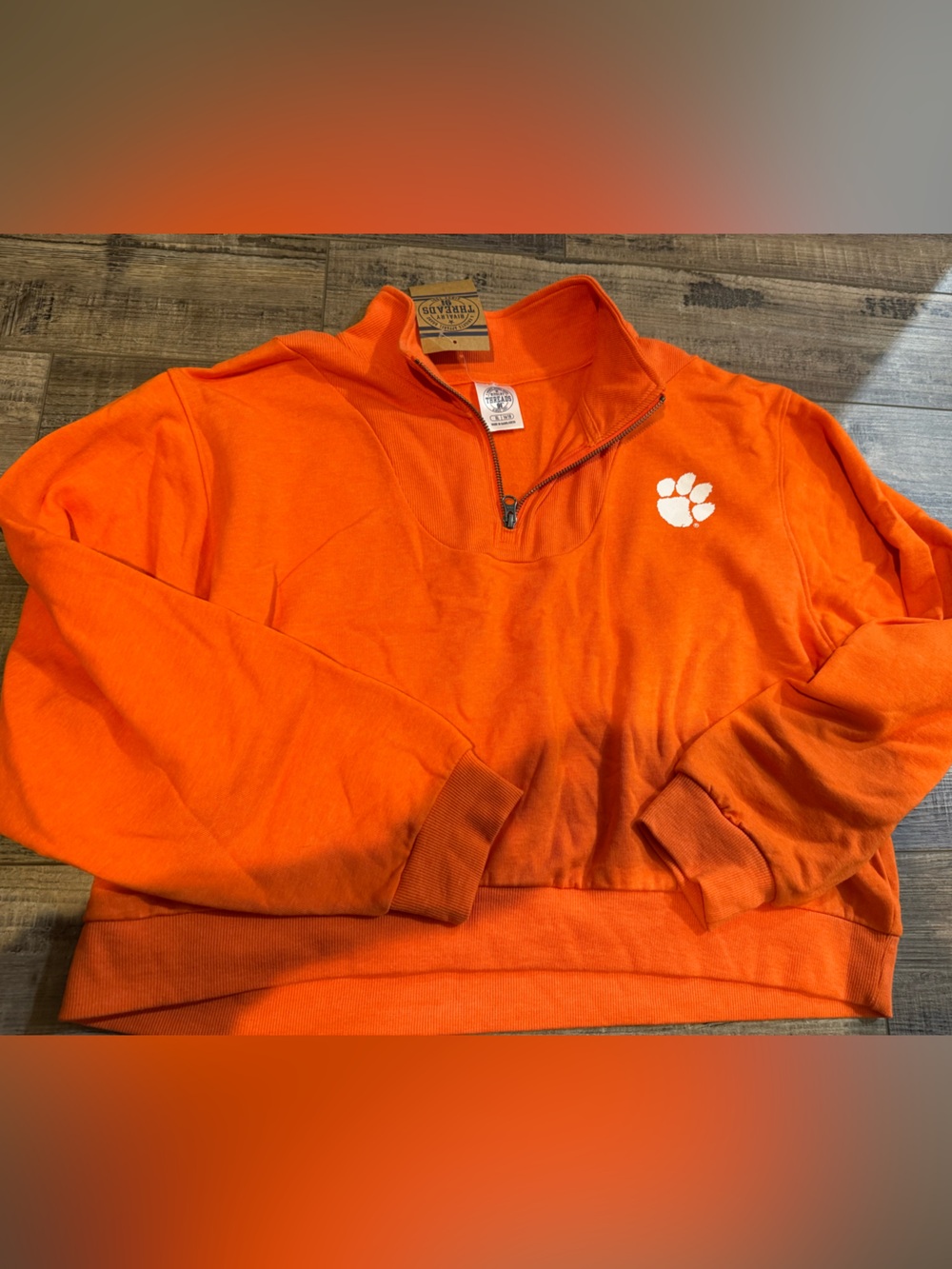 Orange Kids Clemson XL 16/18 Quarter-Zip Paw Print pullover Top